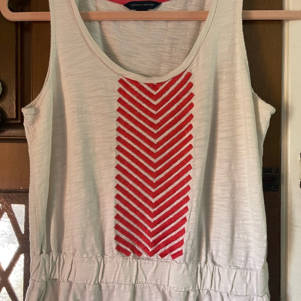 Tommy Hilfiger off white embroidered cotton sleeveless dress with side pockets - Picture 5 of 5